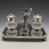 British Vintage Silver Plated Golf Design Pen Stand & Inkwell Pair
